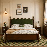Classic Wooden Upholstered Bed - Image 2