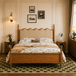 Classic Wooden Upholstered Bed - Image 3