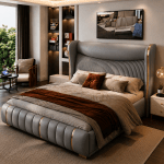 Luxury Wingback Upholstered Bed - Image 3