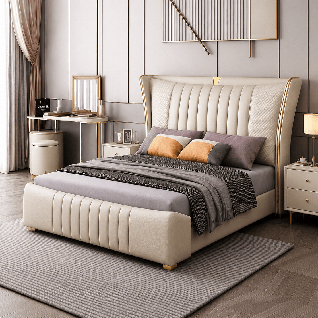 Slate Grey colour Luxury Panel Upholstered Bed - Image 1
